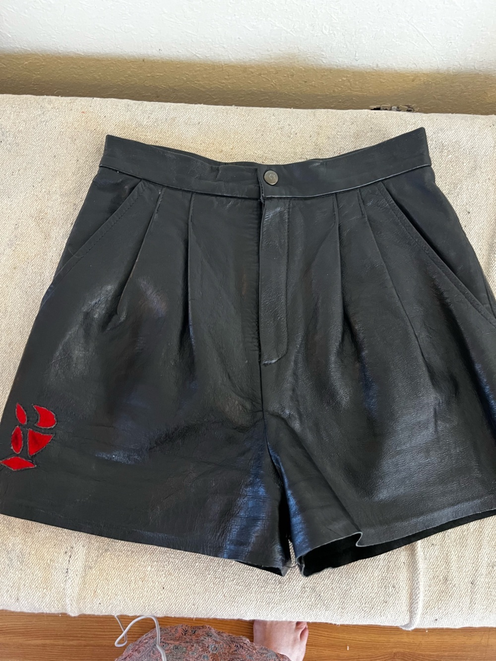 Vintage Y2K All American Rider Woman's Leather Motorcycle Lined Shorts Sz 8